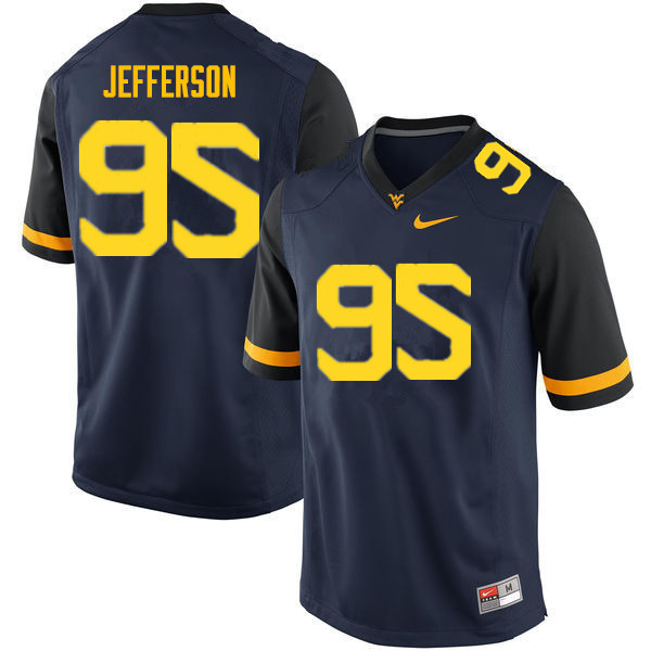 NCAA Men's Jordan Jefferson West Virginia Mountaineers Navy #95 Nike Stitched Football College Authentic Jersey RQ23Z04LK